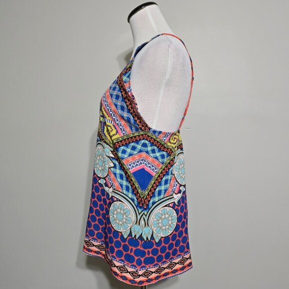Chic Hale Bob Designer Halter Tank Top S Womens Mixed Geometric Boho Wanderlust - Picture 6 of 13